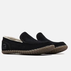Sorel Men’s Dude Moc Slipper Black Wool and Suede Leather Combo Rubber Size 10